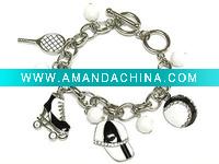 Wholesale Leisure sports charm and acrylic bead toggle bracelet