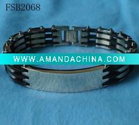 Wholesale rubber stainless steel bracelet