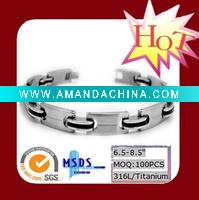 Wholesale Fashionable Titanium Chain Bracelet with Silicon Rubber