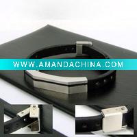 Wholesale Mens Fashion Rubber Steel Bracelet