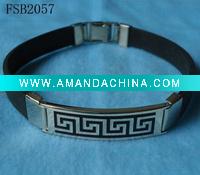 Wholesale rubber stainless steel bracelet
