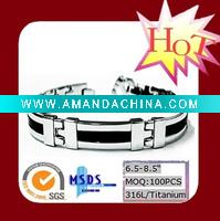 Wholesale Fashionable Titanium Chain Bracelet with Silicon Rubber