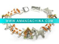 Wholesale Metal epoxy dog theme charm link magnetic clasp bracelet