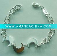 Wholesale Silver plated three moon fashion copper bracelet