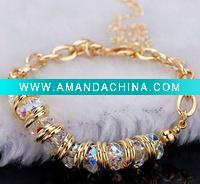 Wholesale brass or copper bracelets, 18k gold plating, crystals