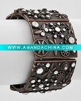 Wholesale Copper Tone / Clear Rhinestones / Stretch Bracelet