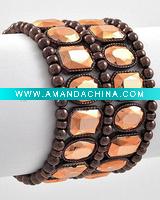 Wholesale Copper Tone / Metal Look Acrylics / Lead & Nickel Compliant / Stretch Bracelet