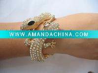 Wholesale 2011 fashion lizard snake crystal hinged bangle cuff alloy bracelet new