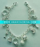 Wholesale Silver plated copper bracelet with fashion pendants