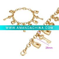 Wholesale Gold-plated copper heart are the key bracelets