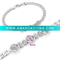 Wholesale white gold plated bracelets in white copper
