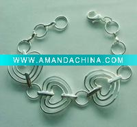 Wholesale Silver plated fashion hearts copper bracelet