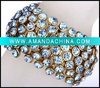 Wholesale Elastic Clear AB rhinestone diamond gold bracelet