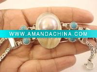 Wholesale Sterling Silver, Authentic BLISTER PEARL & TURQUOISE Bracelets