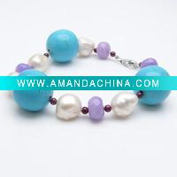 Wholesale newest turquoise freshwater pearl bracelets SL7004