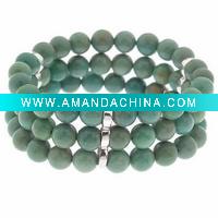 Wholesale Sterling Green Turquoise Bead Stretch Bracelet
