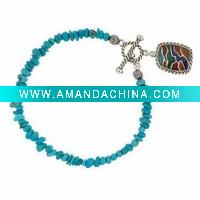 Wholesale Turquoise Sterling Mosaic Inlay Toggle Bracelet