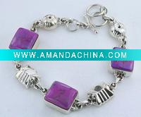 Wholesale Silver Purple Turquoise Bracelet,Silver jewelry,fashion jewellery,Silver Bracelet,gemstone jewellery