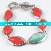 Wholesale 2011 Fashion chain bracelet with red resin ARATTA-B-0104
