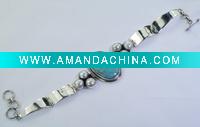 Wholesale Silver Turquoise & Pearl Bracelet,Silver gemstone jewelry,silver jewelery,fashion jewellery,Silver Bracelet