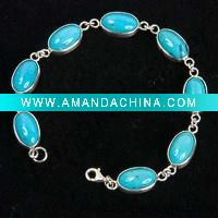 Wholesale Oval Turquoise bracelet sterling silver 925 BB-357.01