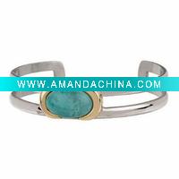 Wholesale Two-tone Turquoise Cuff Stainless Steel
