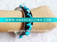 Wholesale Newest & hot! 2011 lady's fashion turquoise cuff bangle, silver plating!