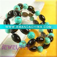 Wholesale Turquoise & black agate necklace / GuangZhou Natural Agate Jewelry