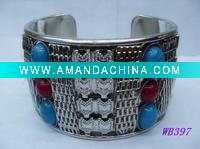 Wholesale Blue Red turquoise bead Iron bangle