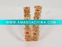 Wholesale Antiq Gold Plated Traditional Indian Bangles Wih Zircona Stone