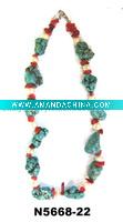 Wholesale Natural stone jewelry/turquoise & coral necklace/semi-precious stone jewelry(N5668-22)