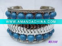 Wholesale Blue turquoise bead Iron bangle