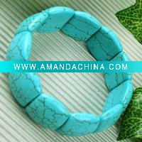 Wholesale 22x18mm BLUE HOWLITE TURQUOISE GEM STRETCHY BRACELET