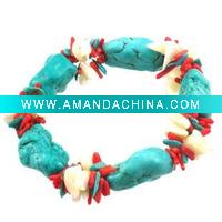 Wholesale coral Turquoise bracelet white shell color to mix