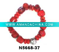 Wholesale Natural stone jewelry/turquoise & coral bracelet/semi-previous stone jewelry(N5668-37)