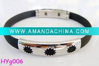 Wholesale 2010 popular silicon stainless steel bracelet HYg006