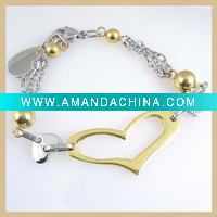 Wholesale 2011 316L steel jewelry heart bracelet