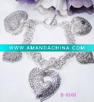 Wholesale 2011 unique design fashion jewelry silver alloy multi shaped heart bracelets