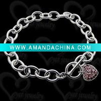 Wholesale Sample chain bracelet with heart pendant by silver 925