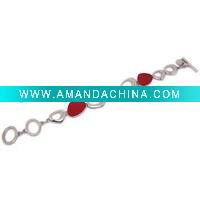 Wholesale STAINLESS STEEL HEART BRACELET WITH RED ENAMEL
