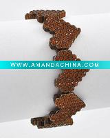 Wholesale Brown Rhinestones / Lead&nickel Compliant / Magnetic Closure / Heart Bracelet
