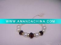 Wholesale Fashion handmade pearl unisex silver bracelet