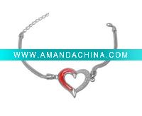 Wholesale wholesales of heart pendant bracelet, natural agate stone,various styles, sterling silver material, rhodium plating, fashionable