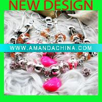 Wholesale 2011 New Design Pink Heart Present Ideas european bead Charms Bracelet Necklace Earring Set Jewelry Wholsale F840