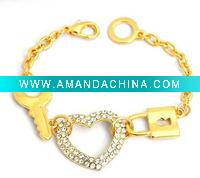 Wholesale hot sale heart shade gold plating bangle with alloy JX-B041