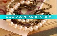 Wholesale Vintage charming elegant multi-layer chain pearl bracelet