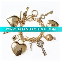 Wholesale fashion gold charm chain bracelet