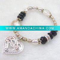 Wholesale fashion zinc alooy pendant bracelet made of peral, with round shape
