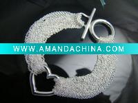 Wholesale Wholsale, 925 Sterling Silver fashion jewelry MULTI-THREAD WITH HEART nice bracelet bangle free shipping,Penoyjewelry B16