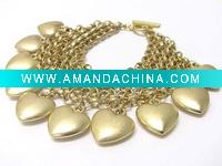 Wholesale Muli metal heart charm chain toggle bracelet